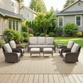thumbnail image 2 of Outdoor Swivel Rocker Patio Chairs Set,9 Piece Furniture Set with 2 Swivel Rocking Chairs, 3-Seat Sofa,Ottoman & Side Table All Weather Wicker Conversation Set for Porch Deck Garden Backyard, 2 of 12