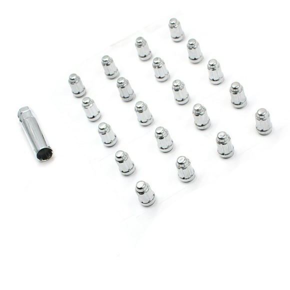 Coyote Wheel Accessories Lug Nut 64K545 5 Lug Kit; 12 Millimeter x 1.5 Thread Size; 60 Degree Conical; Spline Drive; Acorn; 1.38 Inch Overall Length; 6 Spline Tool