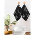 thumbnail image 2 of Black Dandelion Kitchen Dish Towels for Drying Dishes Set of 2, Spring Modern Minimalist Country Flower Waffle Weave Microfiber Hand Tea Bathroom Towels Quick Dry & Absorbent Towel 12x12, 2 of 7