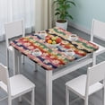 thumbnail image 3 of Pioneer Flower Floral Print Pattern Square Fitted Tablecloth with Elastic Edge,Square Table Cover,Washable Elastic Table Cover for Home Kitchen Party Decor 34"x34", 3 of 6