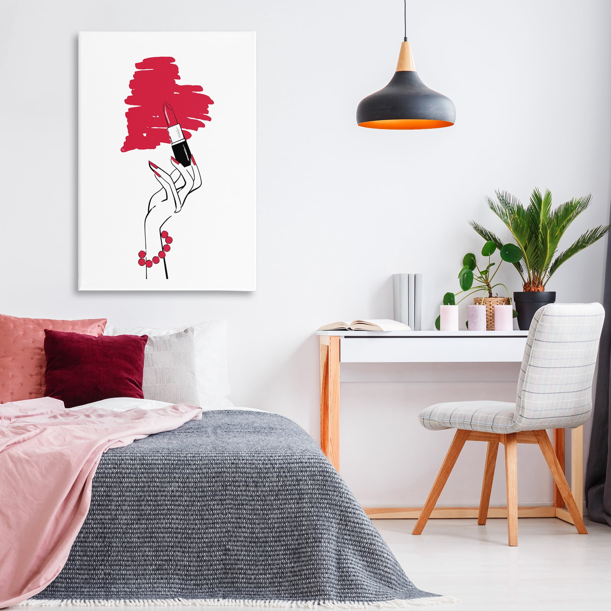 Stupell Industries Lipstick Heart Shape Beauty & Fashion Painting Gallery Wrapped Canvas Art Print Wall Art, 30 x 45