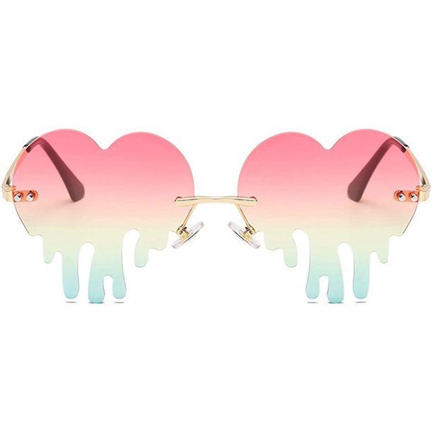 Gafas de sol con forma de corazón que gotean para mujer Gafas de corazón Gafas de sol de moda para fiesta