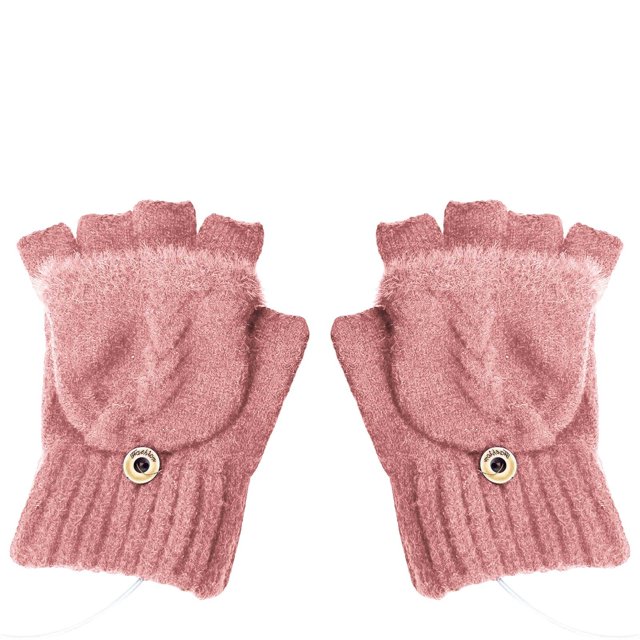 Gants pour Femmes Mitaines Hiver Usb Chauds Gants Chauffants Randonnée Conduite Course Cœur de Main Réversibles Usb Chauffants, Accessoires pour Femmes Mitaines