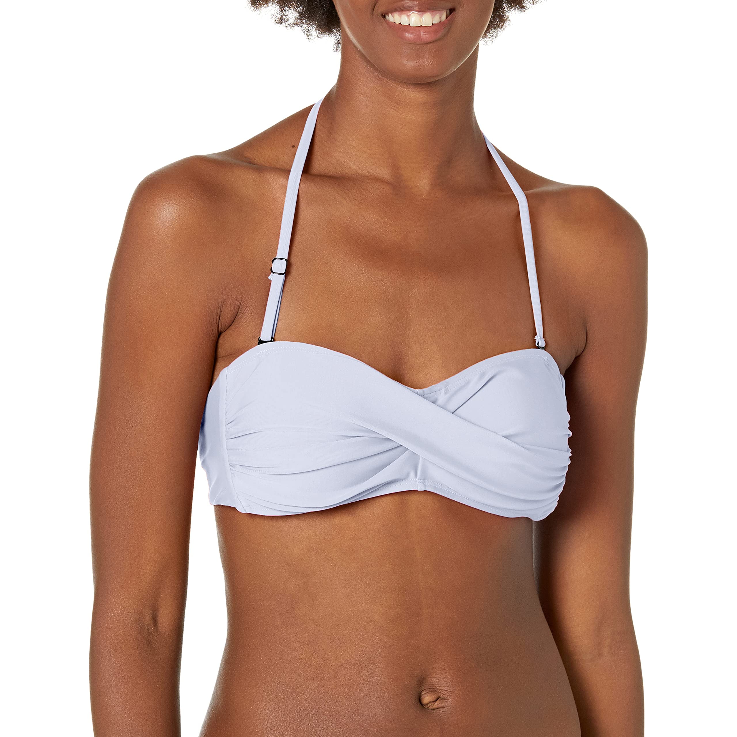 white twist bandeau bikini top