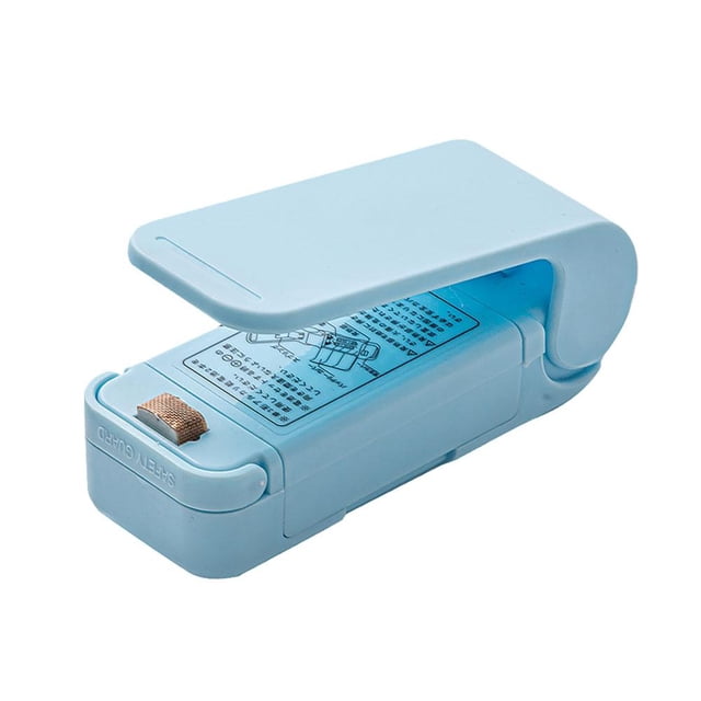 Mini sellador de calefacción, selladores de alimentos al vacío, prensa manual, sellador de aperitivos (azul)