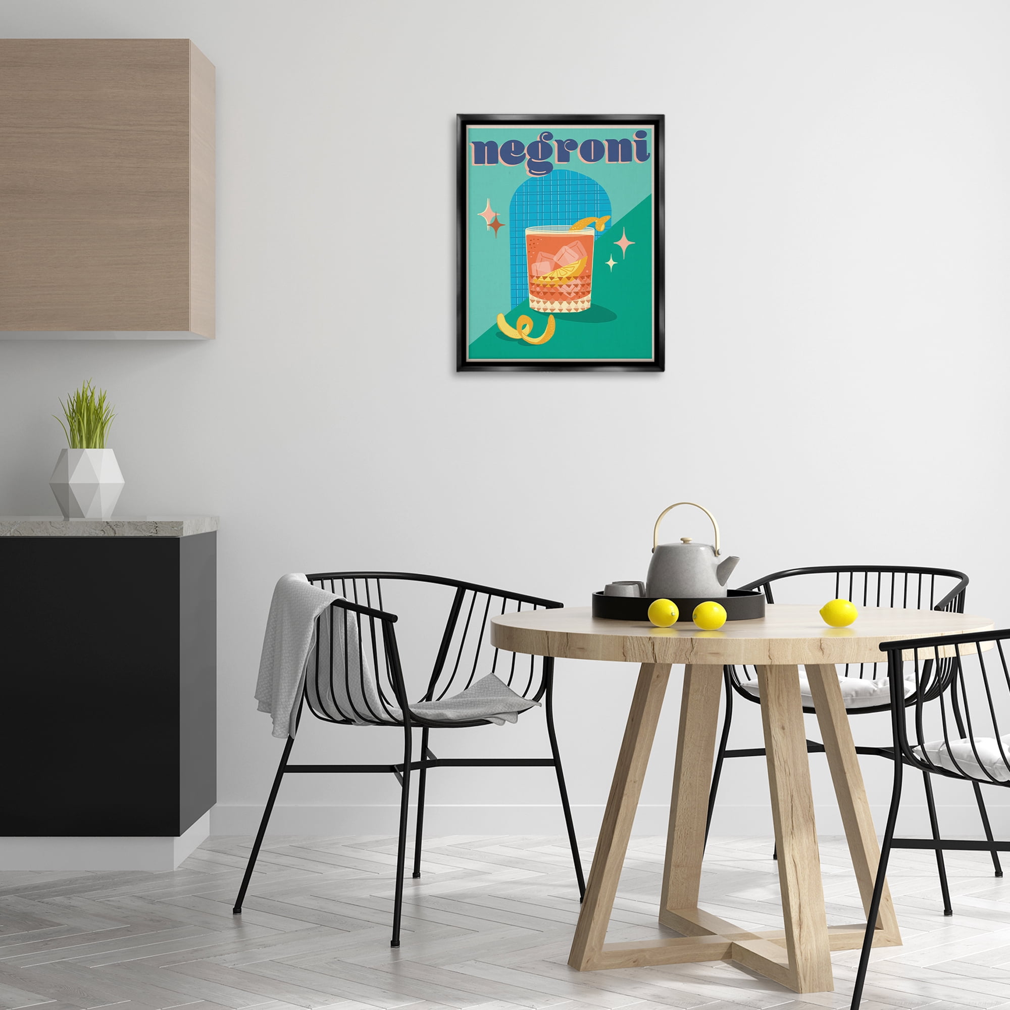 Stupell Industries Classic Retro Negroni Food & Beverage Painting Black Floater Framed Canvas Art Print Wall Art, 17 x 21