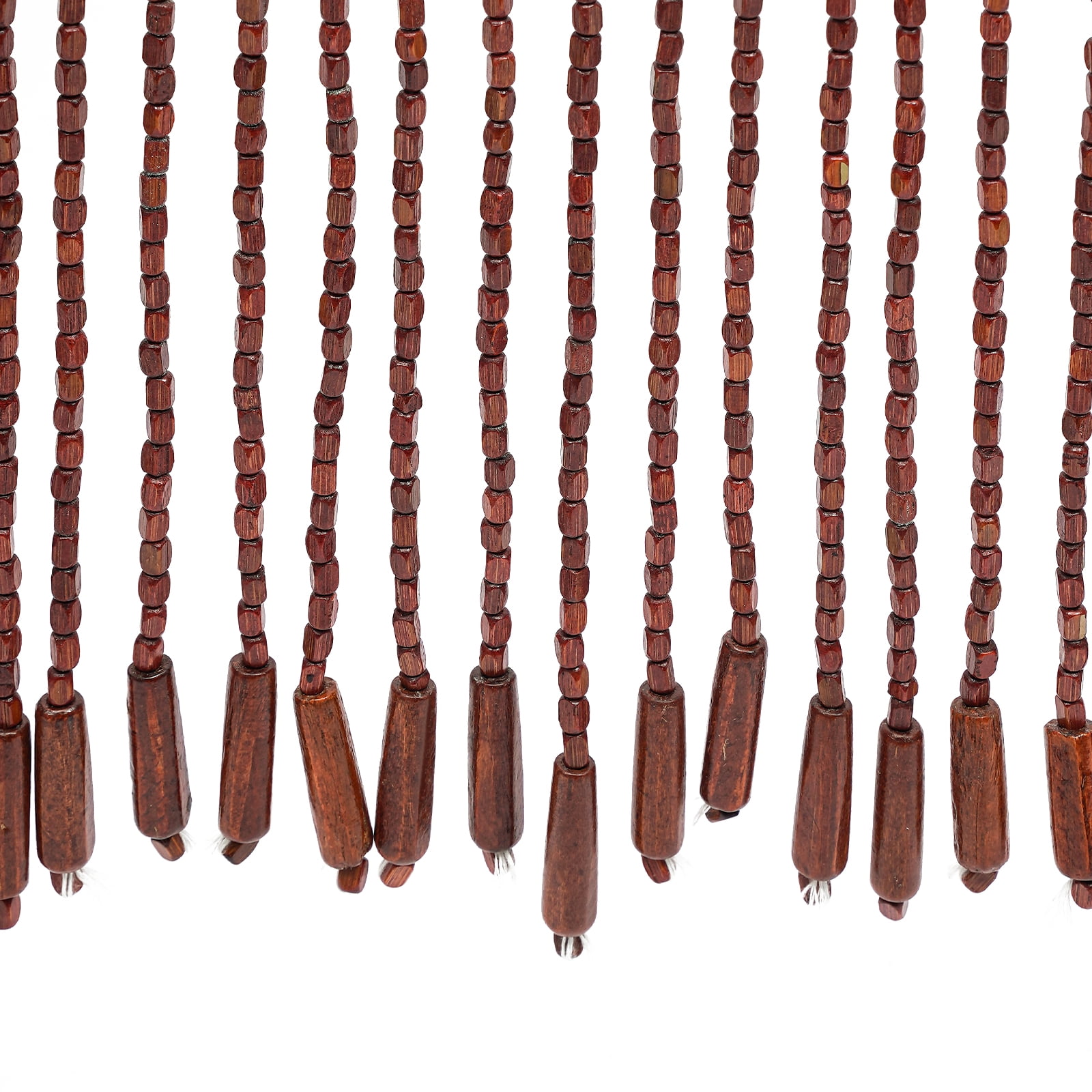 Dwellnix Bamboo Beaded Curtain - Handmade Wooden Beads with Cotton Thread, Stylish Zigzag Design for Doorway or Bedroom, Adds Privacy & Cultural Aesthetic
