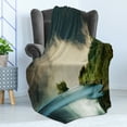 thumbnail image 4 of Lake Soft Flannel Fleece Throw Blanket, Mountain Reflection Natural Life Lovers Foggy Scene Panoramic Spring Themed Picture, Cozy Plush for Indoor and Outdoor Use, 50" x 60", Green Blue, by Ambesonne, 4 of 5