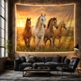 thumbnail image 6 of Four Horses Running in a Sunlit Meadow at Sunset Majestic Digital Art for Nature Lovers Equine Art Print Birthday Gift Tapestry Wall Hanging for Bedroom and Living Room, 6 of 7