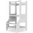 thumbnail image 1 of Wooden Cooking Step Stool for Kids,Adjustable Height,Kids Step Ladder Stool Safety Bar Helper,White, 1 of 5