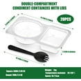 thumbnail image 3 of 20 Pack Reusable Snack Containers with Lids, 2-Compartment Clear Portion Cups for Salad Dressing, Sauce & Snacks, Leakproof Plastic Food Containers for Meal Prep & On-the-Go, 3 of 8