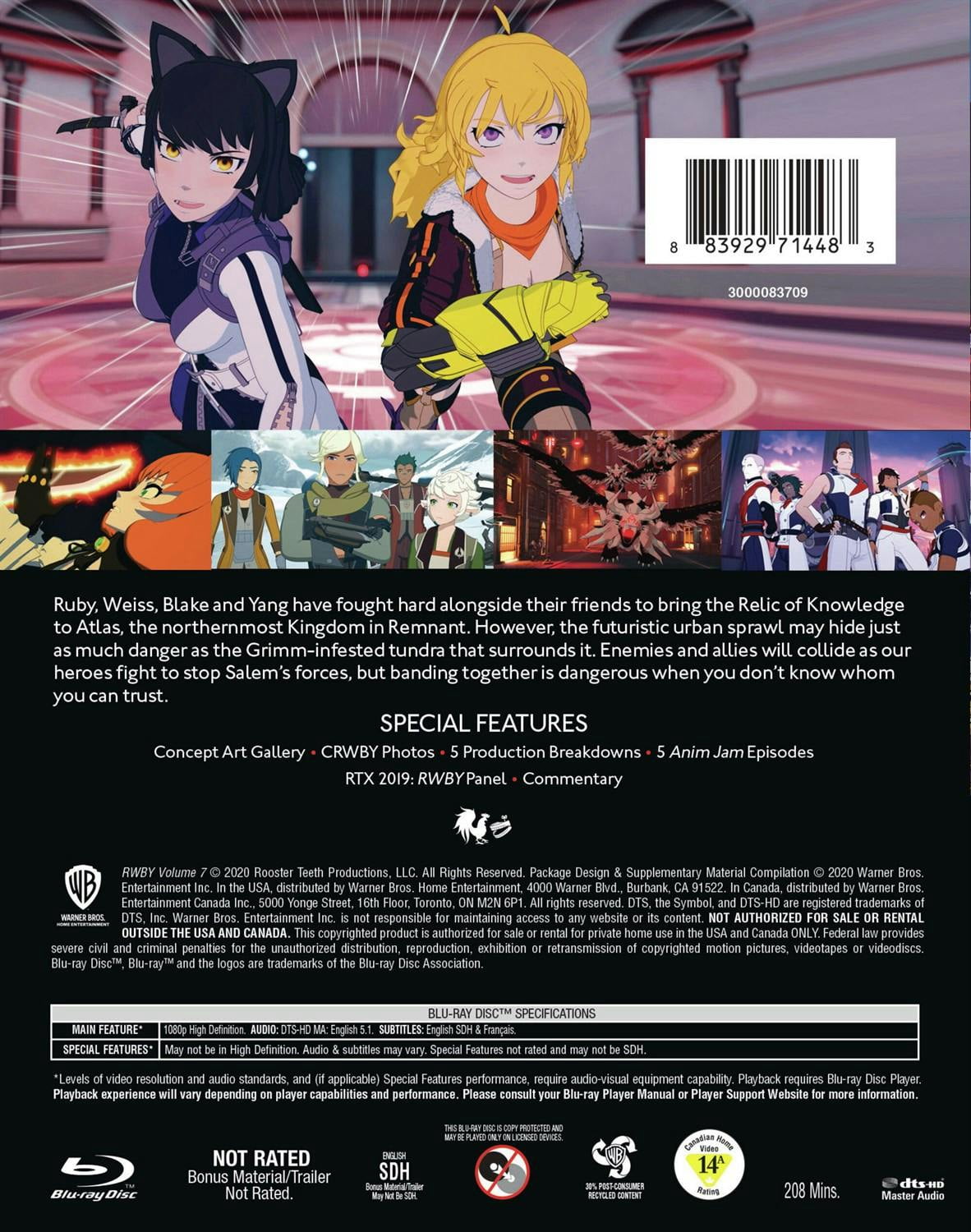 RWBY Volume 7 Blu-ray, 2-disc set, English Dolby Digital 5.1