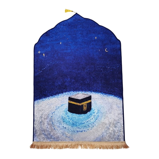 Praying Mat Velvet Prayer Rug Turkish Tassel Prayer Mat Prayer Rug for Eid Balcony Hajj Bay Window blue 70x110cm