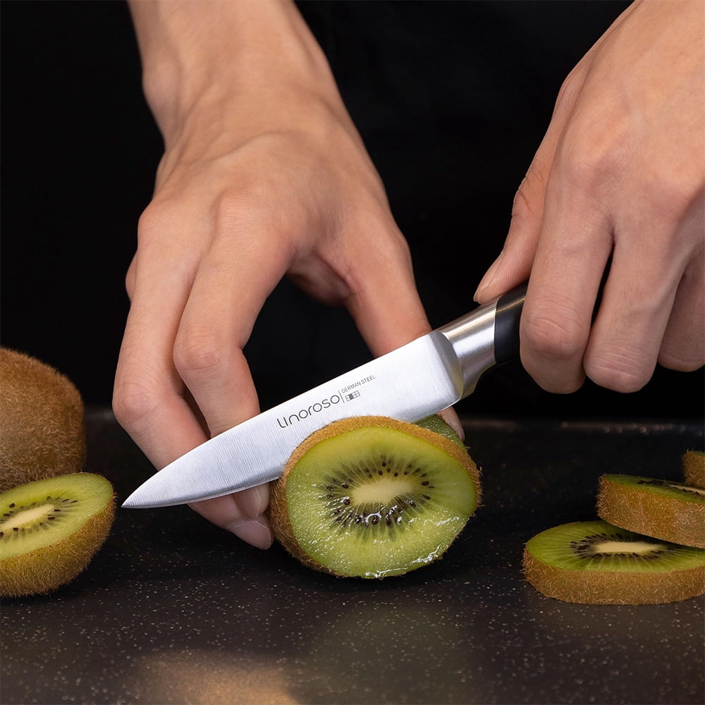 Linoroso 3.5 inch Sharp Forged Paring Knife German Carbon Stainless Steel with Elegant Gift Box
