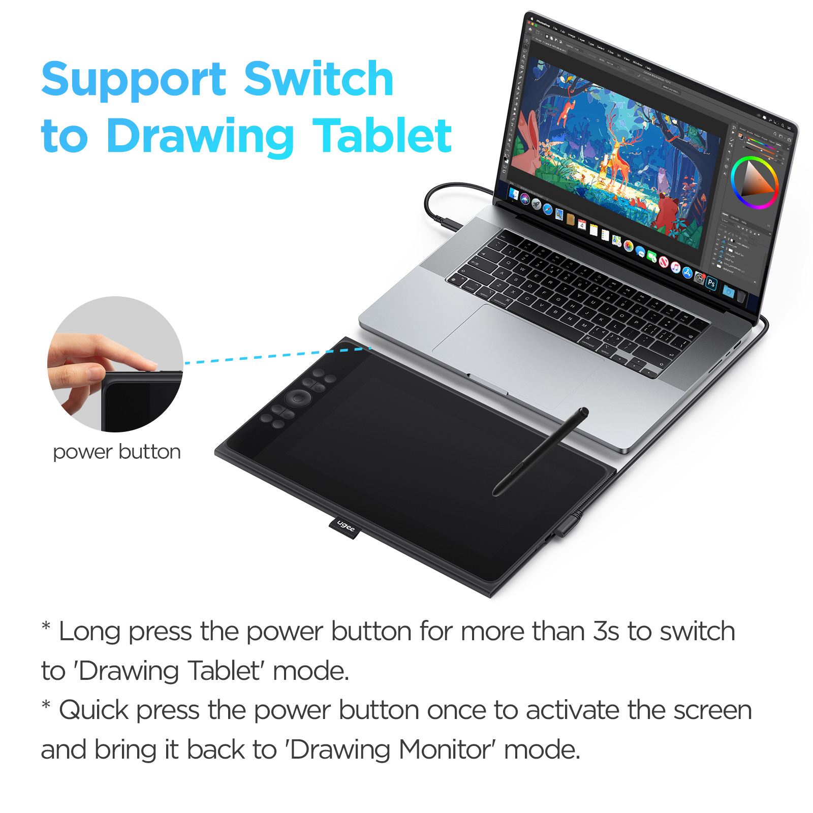 UGEE UE12 PLUS 11.9 inch Drawing Tablet with Full-Laminated Screen, 147%sRGB Pen Display, Compatible with Windows/Mac/Android - image 5 of 13