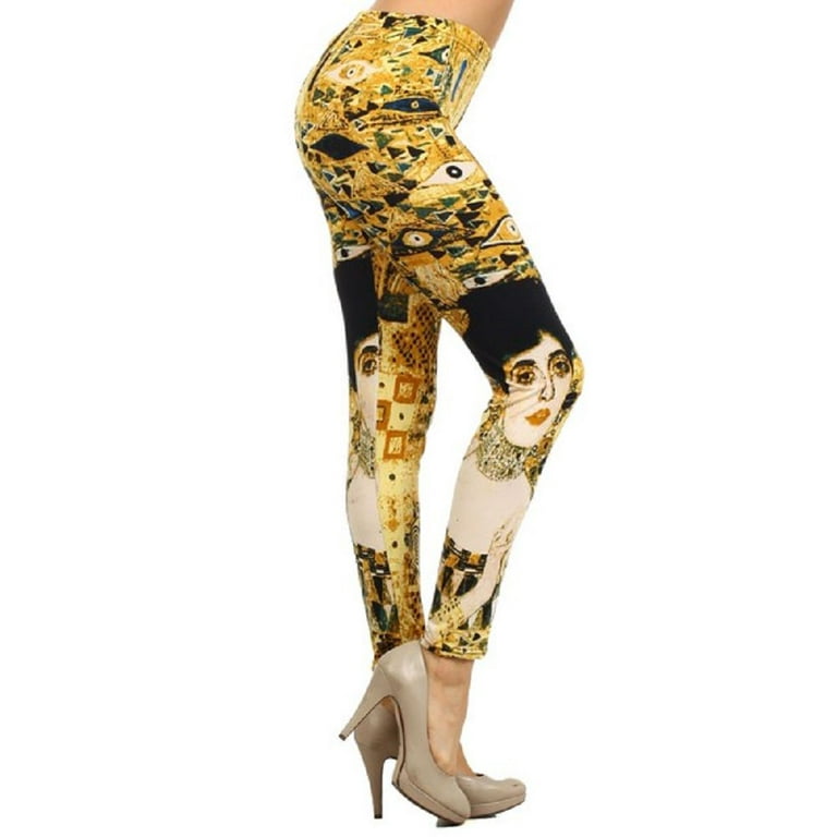 Lady's Printed Leggings - Yellow Diamond Eye Printed Leggings 