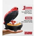 thumbnail image 2 of Mini Waffle Iron, EU 4-Inch Waffle Maker Compact Design, Easy Clean, Non-Stick, Breakfast, Dessert, Sandwich Black, 2 of 5