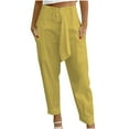 thumbnail image 2 of up to 60% off Gifts Usmixi Womens Zipper High Waist Trousers Business Casual Solid Loose Straight Leg Long Pants Fashion Belt Lightweight Pants with Pockets Yellow m, 2 of 6