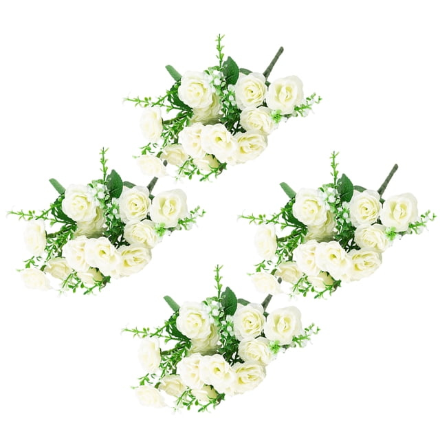 Monstrate 4X Flor artificial Faux Plant Home Decal Atractivas decoraciones de festivales multiusos Decoración de bodas de larga duración Decoración Blanco