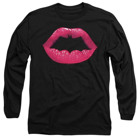 Batman Bat Kiss Long Sleeve Adult 18/1 T-Shirt Black