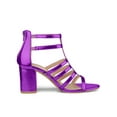 thumbnail image 4 of BLISSFUL STEP Women's Shoes Strappy Roman Block Heel Sandals Purple 9, 4 of 8
