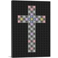 thumbnail image 1 of ARTCANVAS Black Pink Blue Christian Church Jewel Cross Pixel Canvas Art Print - Size: 18" x 12" (0.75" Deep), 1 of 9