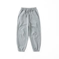 thumbnail image 6 of lnmuld Boys Solid Wide Leg Sweatpants Elastic Waist Pleated Design Loose Street Kids Trousers Grey,4-5 Years, 6 of 7