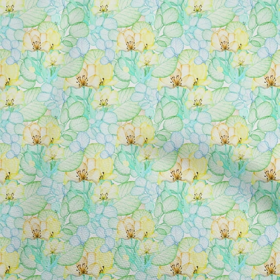 oneOone Polyester Spandex Yellow Fabric Leaves & Clover Diy Clothing Quilting Fabric Print Fabric By Yard 56 Inch Wide