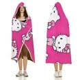 thumbnail image 3 of Hello Kitty Blanket Hoodie, Wearable Blanket, Cloak Hooded Throw Blanket, Soft Warm Fluffy Blankets for Bed Couch Sofa, 3 of 8