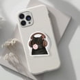 thumbnail image 3 of Bubblegum Cat Phone Grip, Aesthetic Kitty MagSafe , Cute Cat with Headphones Gift, Whimsical Black or White Cat Mobile Stand, 3 of 4