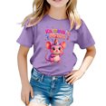 thumbnail image 2 of ZHOGXU Kids Girls T Shirt Short Sleeve Round Neck Cartoon Animal Print Festival Comfortable Top Tee For Casual Daily Wear,Purple,8-9 Years, 2 of 4