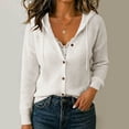 thumbnail image 2 of Axdhxbd Hollow Out Hooded Cardigan Sweater for Women Button Up Open Front Sweaters Loose Fit Lightweight Long Sleeve Crochet Sweaters 2XL, 2 of 7