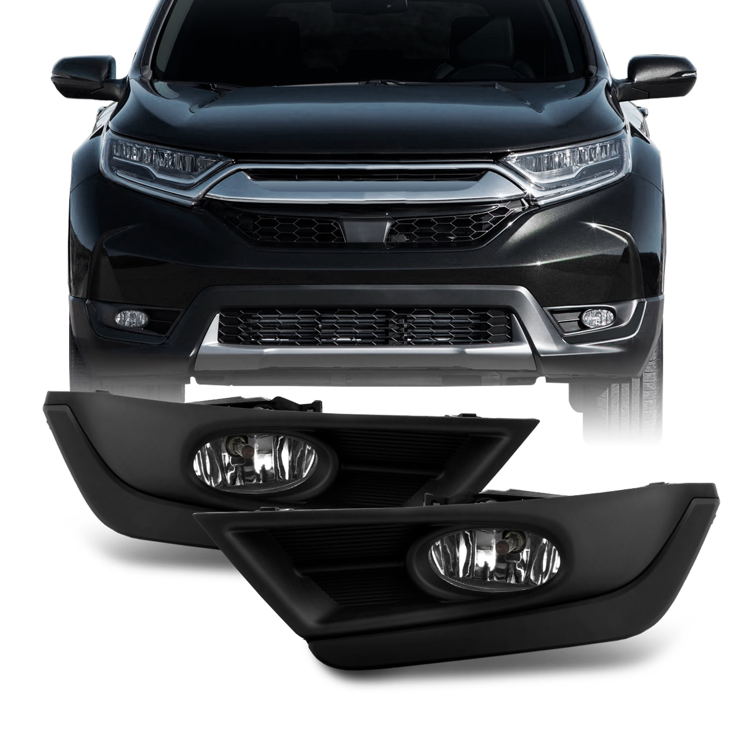 Fit Black 20172019 Honda CRV CRV Clear Bumper Fog Lights w/Switch