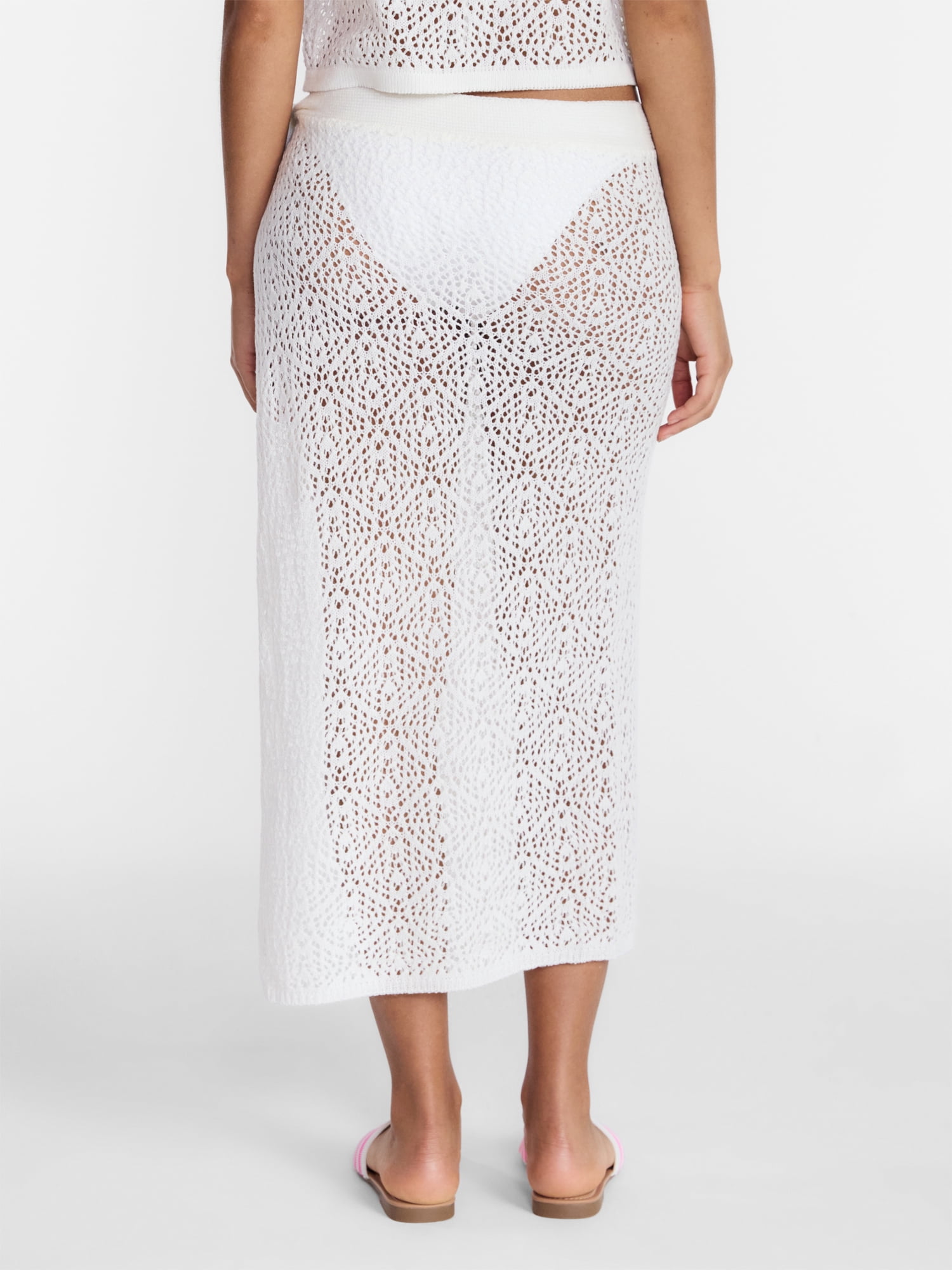 No Boundaries Crochet Knit Skirt with Side Tie, Women's