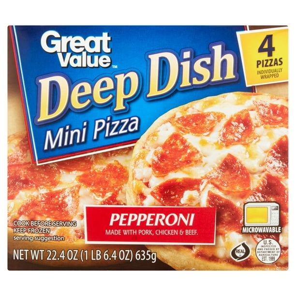 Great Value Pepperoni Deep Dish Mini Pizza, 4 count, 22.4 oz Walmart