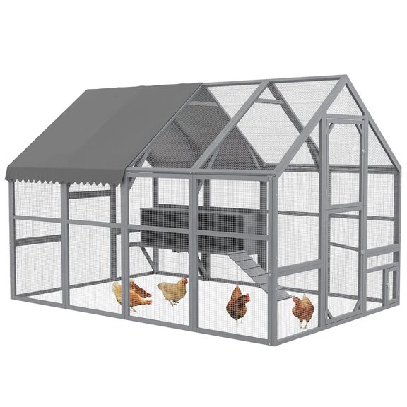 YYAo Chicken Coop, Outdoor Chicken Coop,Large Chicken Coop with Nesting Box, Water-Resistant and Anti-UV Cover, Gray