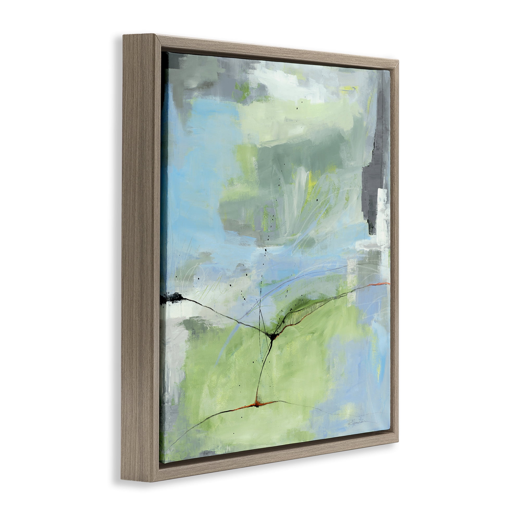 Stupell Industries Abstraction with Streaked Line Abstract Painting Brown Floater Framed Canvas Art Print Wall Art, 18 x 18