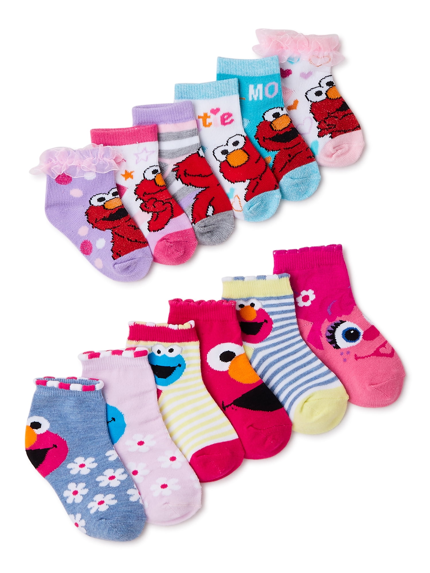 Sesame Street Toddler Girls Socks, 12-Pack - Walmart.com
