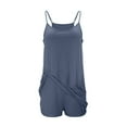 thumbnail image 3 of Caywon Women Summer Comfortable Casual Strappy Shorts Romper Featuring Pockets Jumpsuit Shorts Sleeveless One Piece Outfit Lightweight Fabric Dark Blue 4XL, 3 of 7