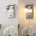thumbnail image 6 of JONATHAN Y Hugo 6" 1-Light Minimalist Modern Plug-In or Hardwired Adjustable Iron LED Wall Sconce with Rotary Dimmer, Nickel with Clear Globe, 6 of 9