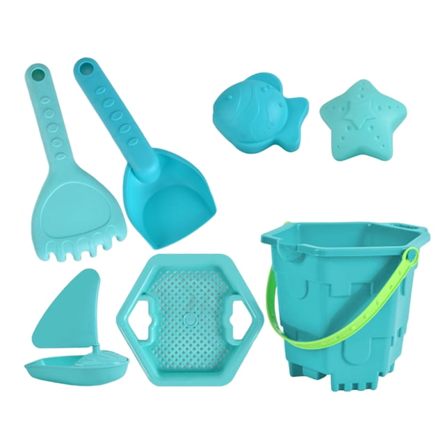 Cubos de playa, palas, herramientas, antiarañazos, el mejor regalo para niños y niñas (7 piezas) Ehuebsd libre de BPA