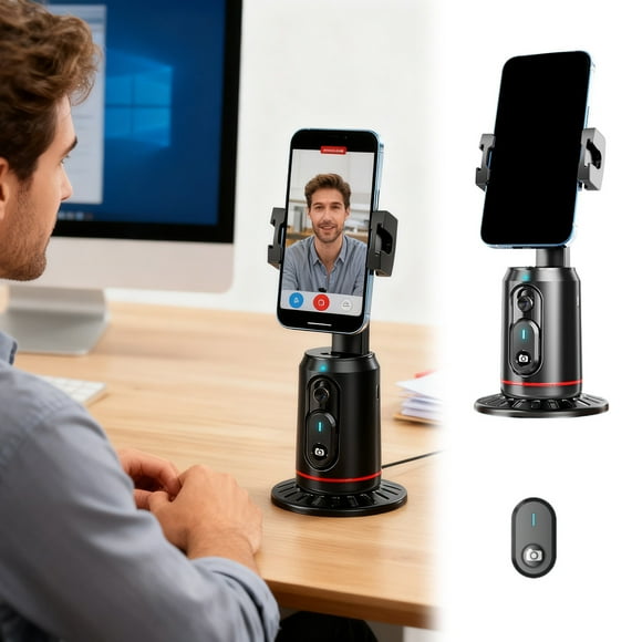 BotaniNest Caméra Intégrée AI Support de Téléphone Intelligent Suivi Automatique Rotation 360° Suivi Automatique du Visage Trépied Suivi Corporel Support Cardan Contrôle Gestuel et Télécommande Bluetooth Portable Sans Application