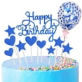 thumbnail image 1 of Golden Onion Paper Five Pointed Star Love Happy Birthday Cake Card Decoration 5-Inch Balloon Cake Card Decoration Package, 1 of 5