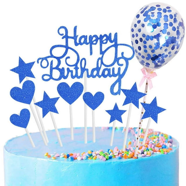 Golden Onion Paper Five Pointed Star Love Happy Birthday Cake Card Decoration 5-Inch Balloon Cake Card Decoration Package