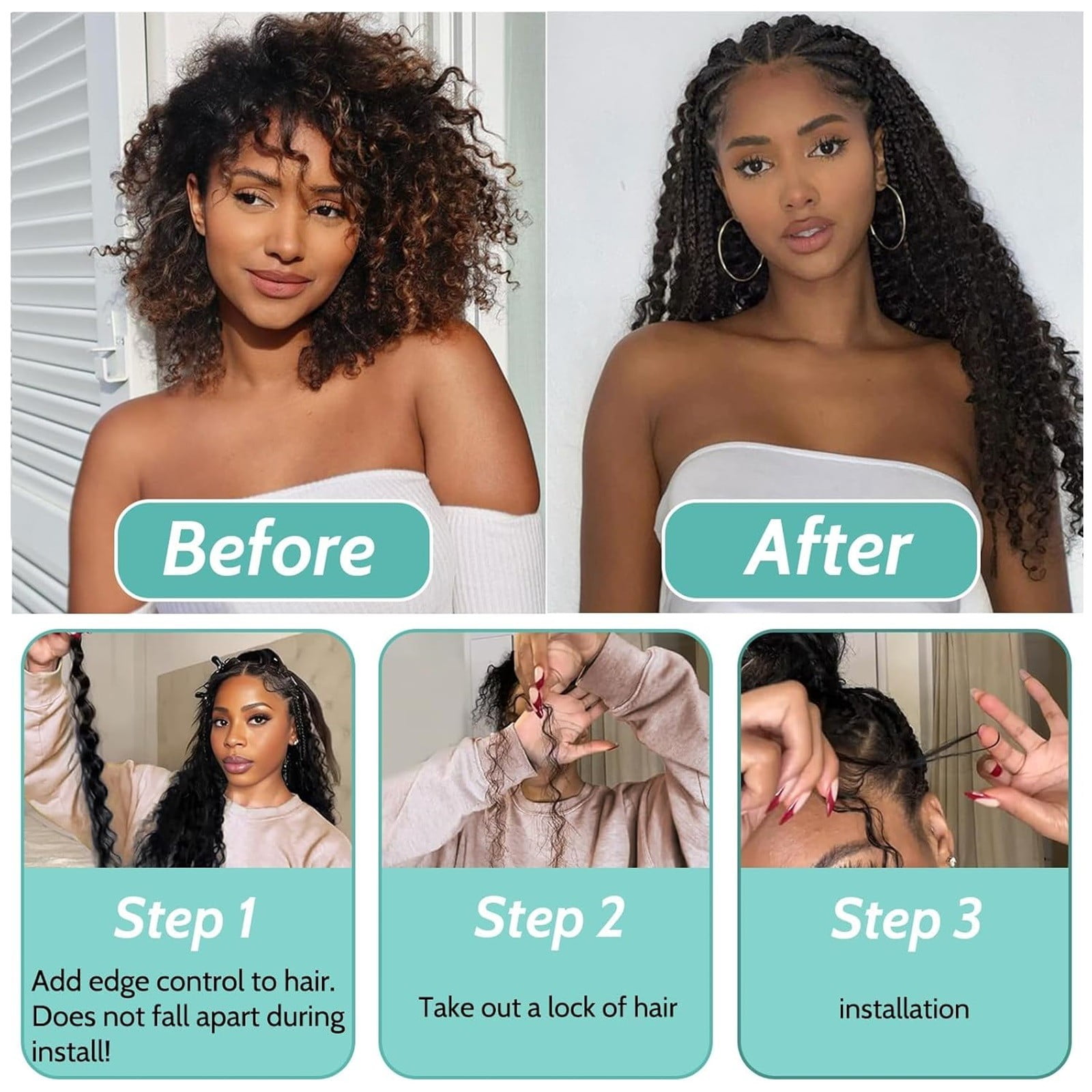 Braiding Hair for Boho Braids - Curly Boho Human Hair 20 Inch 3 Bundles, Deep Wave, Knotless Braids Crochet Box Braids, Natural Color, Festival Daily Style, Women Hair