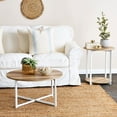 thumbnail image 4 of Household Essentials Jamestown Round Side End Table with Storage Shelf Coastal Oak Rustic Wood Grain and White Metal, 4 of 8