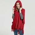 thumbnail image 4 of Hauaitttt Women Fashion Fringe Spring and Autumn Winter Batsleeve Sweater Pullover Striped Cape Hooded Sweater Shawl Top Flapper Headpiece Evening Wraps for Women Formal Gorgeous Hooded Dress Women s, 4 of 5