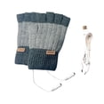 thumbnail image 4 of Guantes USB calentados de media palma de doble cara y espalda calefacción de clima frío Gris, 4 of 7