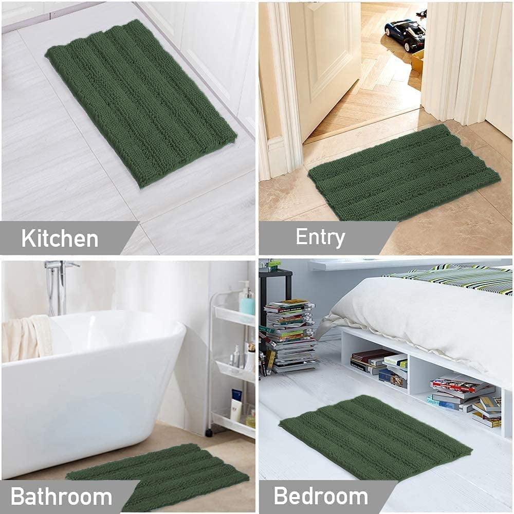 ZGAD  Sage Green Bathroom Rugs Runner Extra Long Large Bath Mat Plush Shaggy Chenille Bathroom Rug 47 x 17 Non-Slip Bath Rug Runner Extra Soft & Absorbent Thick Floor Mats, Machine Washable, Sage