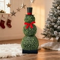 thumbnail image 5 of Christmas Snowman Topiary Ornament 25.6'' Artificial Snowman Shaped Topiary Tree Ornament with Red Bow Santa Hat Boxwood Topiaries for Christmas Indoor Outdoor Home Decor, Christmas Snowman Topiary, 5 of 8